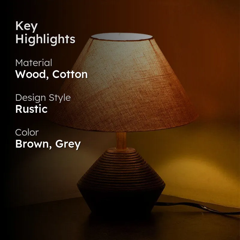 Yami Cone Wooden Table Lamp - Brown,Grey media 2