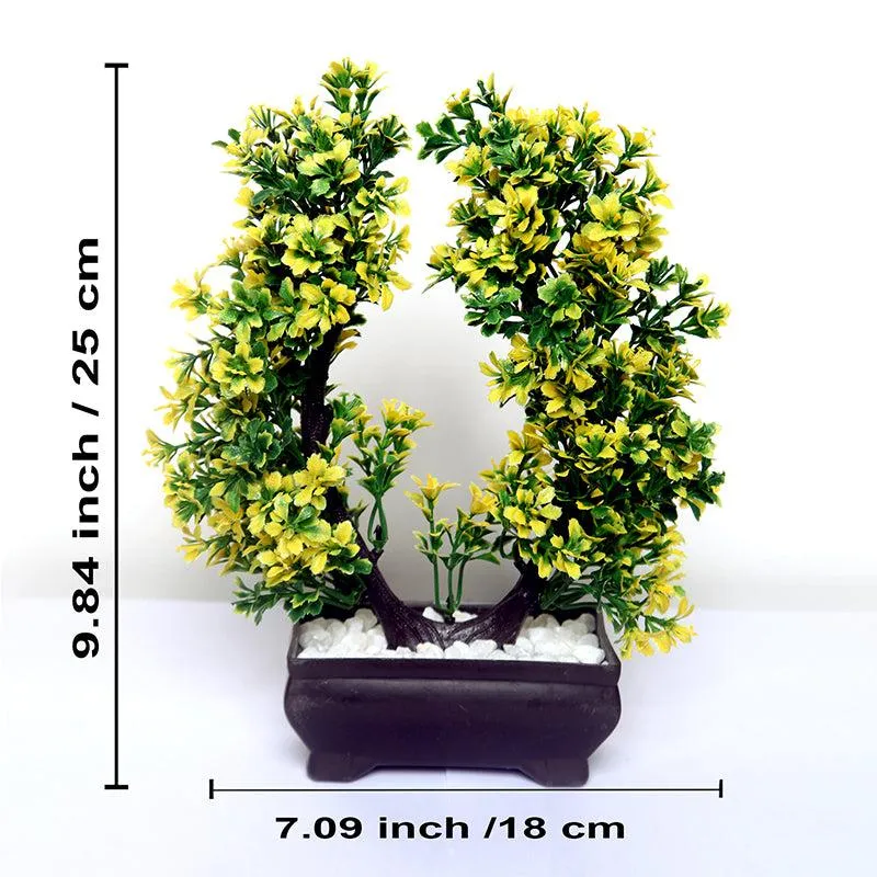Faux Yellow Freesia Bonsai With Black Plastic Pot media 5