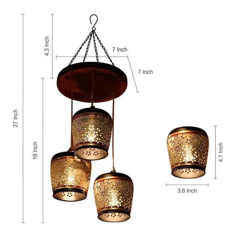 Astral Aura Copper and Wood Ceiling Lamp media 5