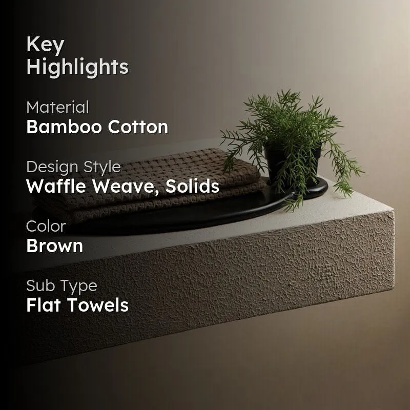 Beehive Bamboo Textured Waffle Hand Towel (Beige) - Set Of Two media 2
