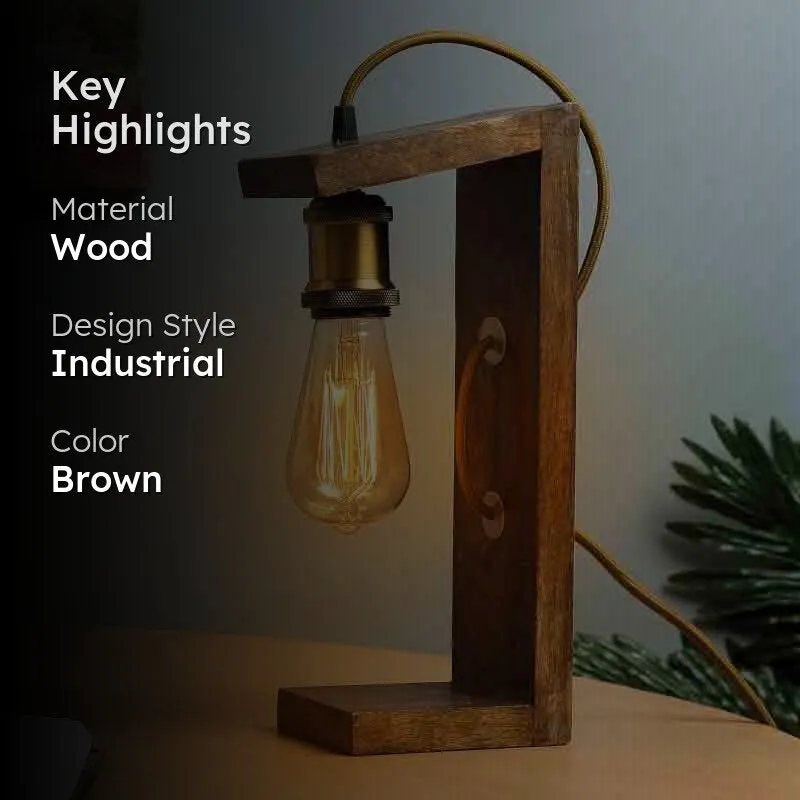 Einstein Wooden Table Lamp - Brown media 2