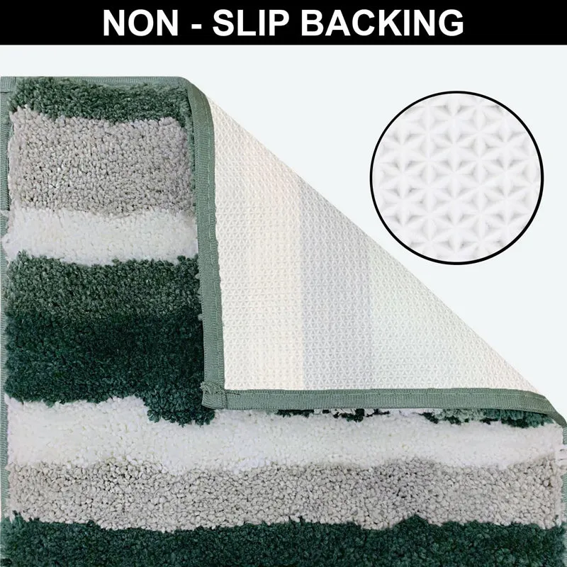 Stripe Luxe Bath Mat - Green, Grey media 4