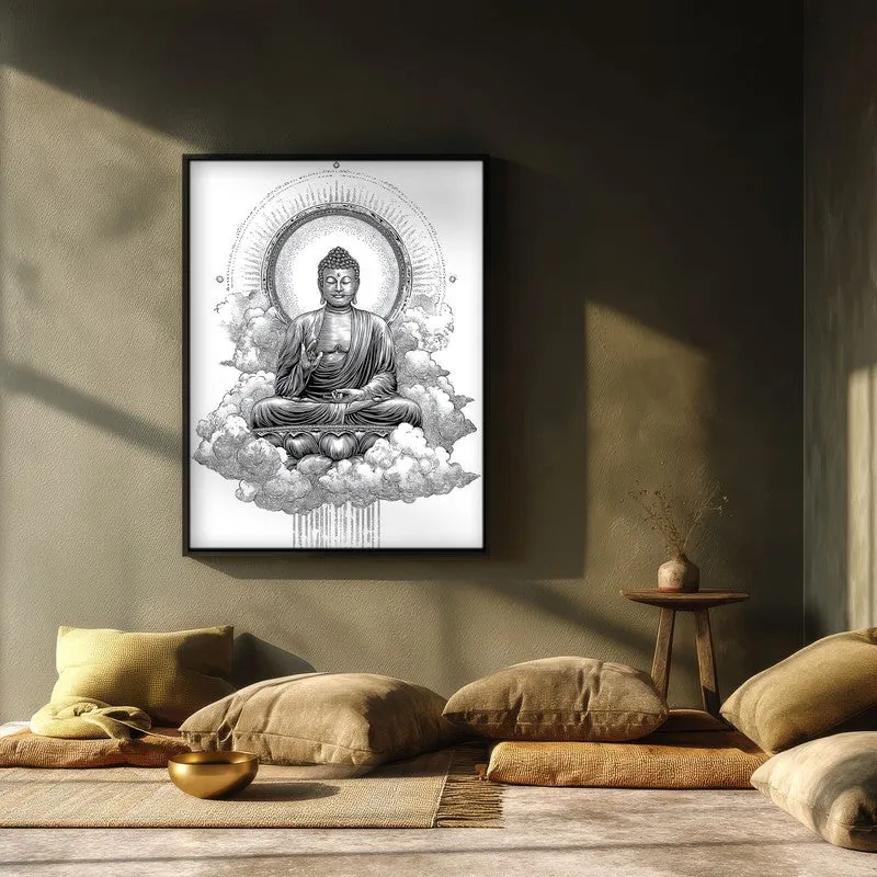 Buddha Within The Circle Of Silence Wall Painting With Black Frame media 3