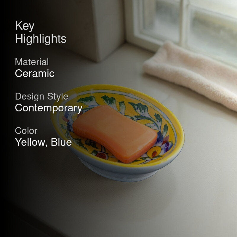 Aura Ceramic Soap Dish - Yellow,Blue media 2