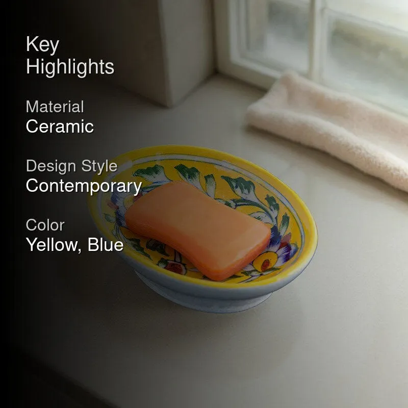 Aura Ceramic Soap Dish - Yellow,Blue media 2