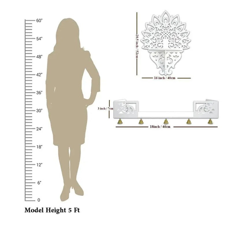 Prarthana Space Mandir with Shelf (White) media 6