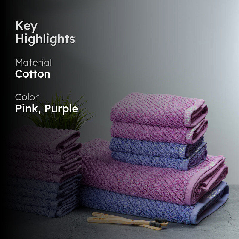 Nautica Riviera Soft Cotton Towel Set (Lilac & Light Blue) - Set Of Fourteen media 2