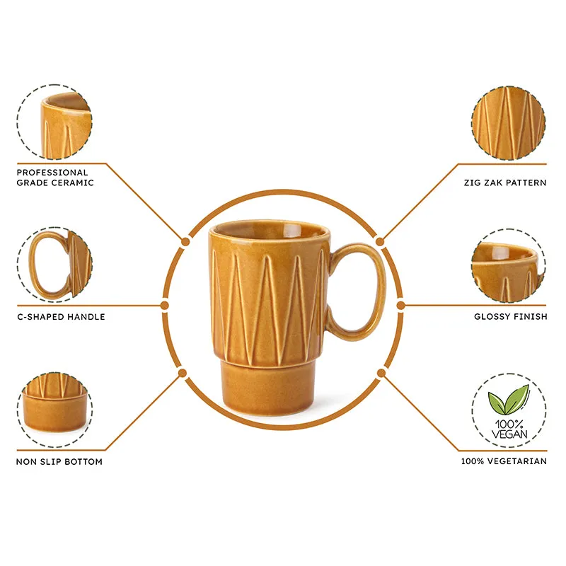 Kindred Ceramic Coffee Mug (Golden Brown/350 mL Each) - Set Of Two media 4