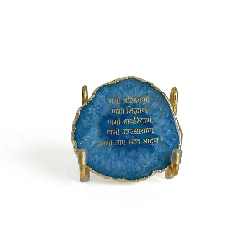 Namokar Handcrafted Agate Religious Accent - Blue media 4