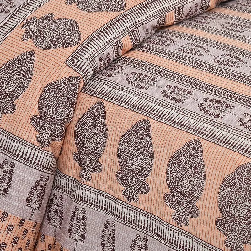 Kineesh Printed Cotton Bedsheet (Orange) - 160 TC media 3