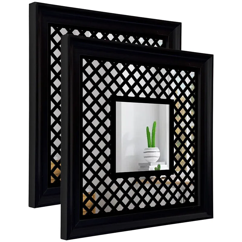 Jharokha View Decorative Wall Mirror (Black) - Set Of Two media 4
