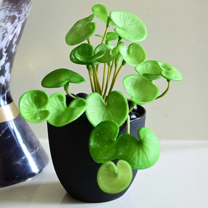 Pennelle Artificial Leaf Pennywort With Black Plastic Pot (Light Green) - 13 cm media 4