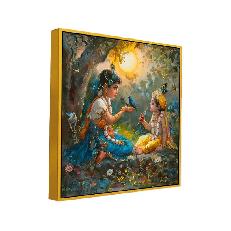 Krishna - Yashodha Canvas Wall Art With Frame media 3