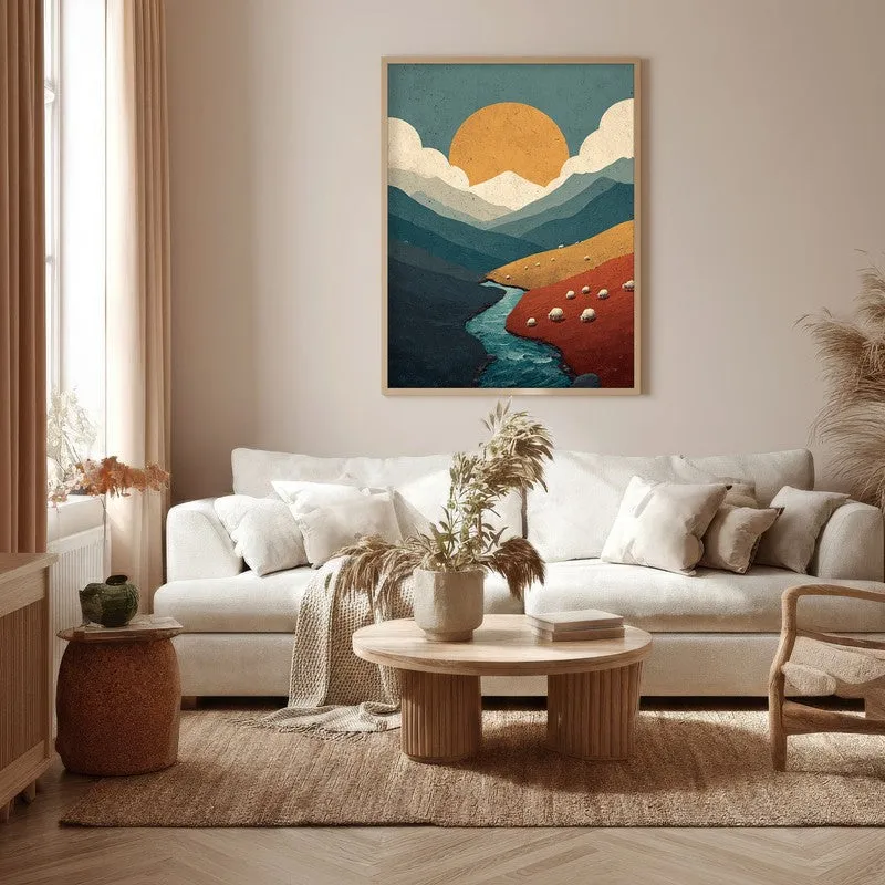 Suncrest Valley Canvas Wall Painting - Brown Frame media 5