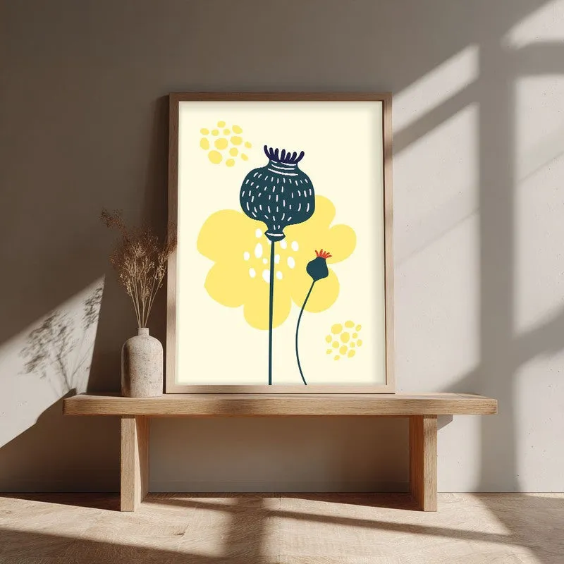 Sunlit Botanic Tranquility Archival Canvas Wall Art - Natural Brown Frame media 3