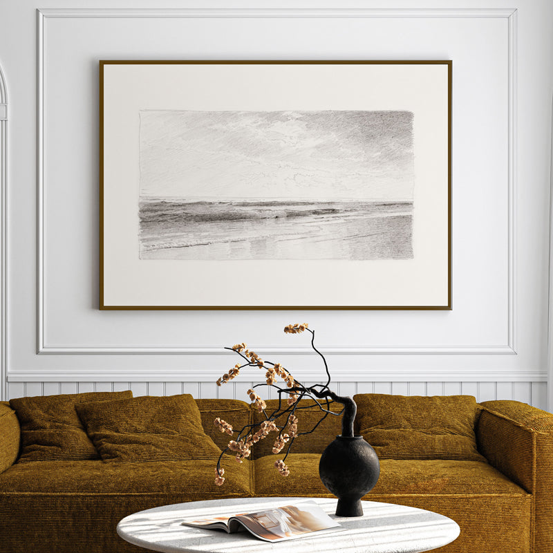 Monotone Waves Wood Wall Art With Frame - Black