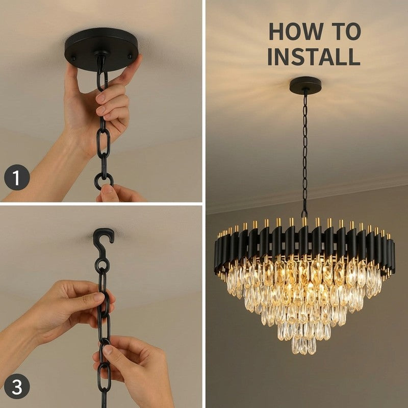 Elite Radiance Metal Chandelier - Gold & Black media 7