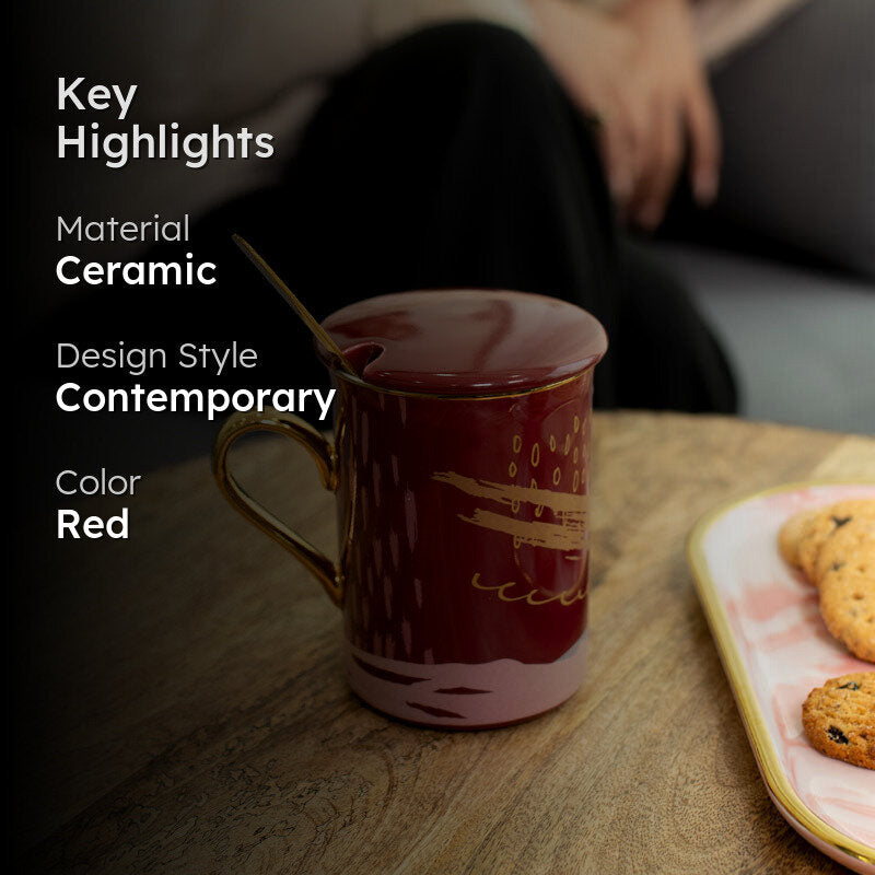 Alessi Ceramic Tea Cup (250 mL)/Red)-  Two Piece Set media 2