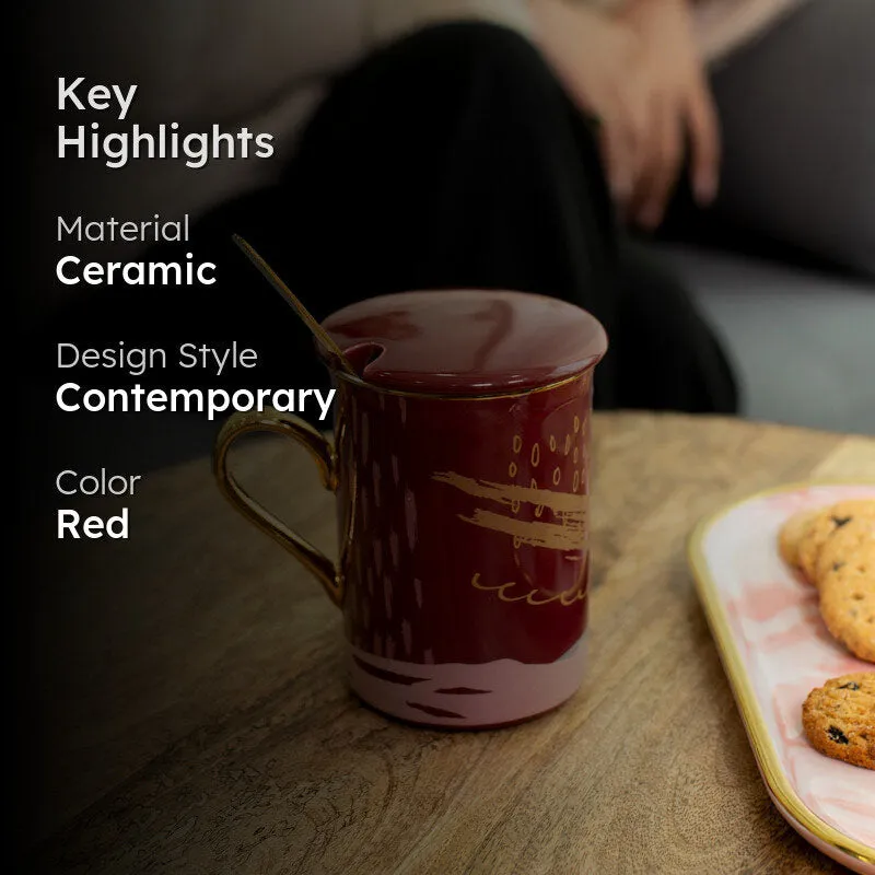 Alessi Ceramic Tea Cup (250 mL)/Red)-  Two Piece Set - 2