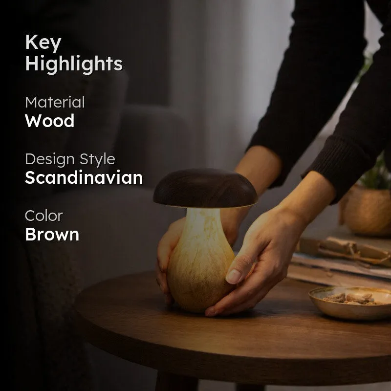 Shrooma Mushwoom Wooden Table Lamp - Brown media 2