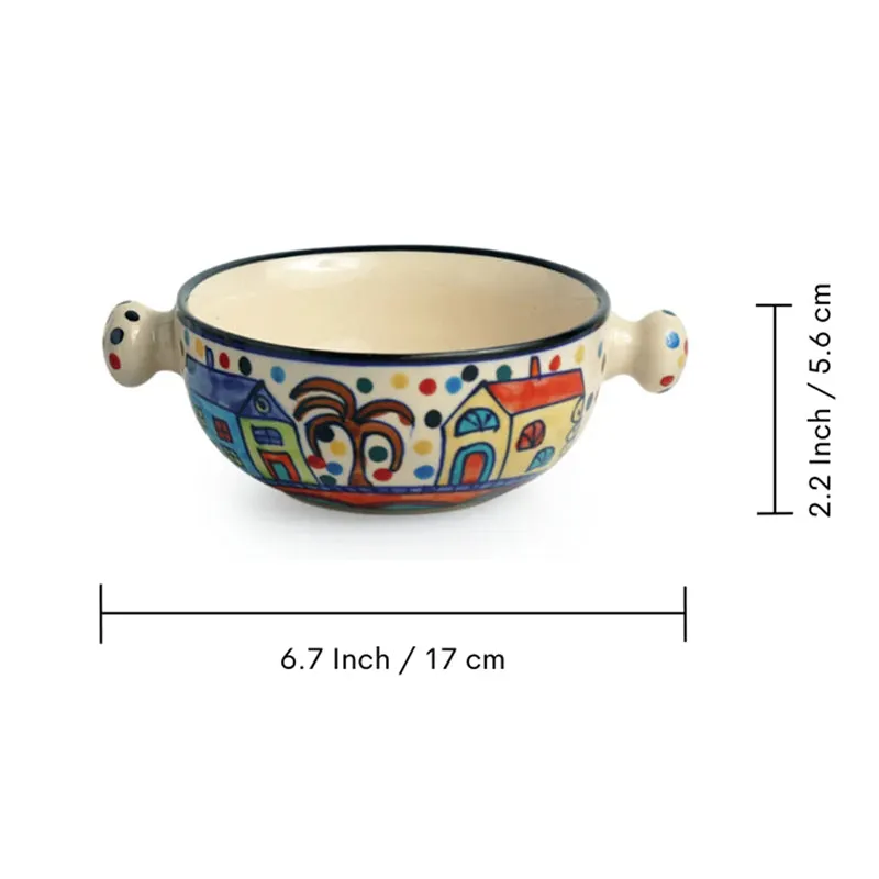 Coastal Cottage Handpainted Ceramic Bowl With Tray (260 ML) - Three Piece Set media 7