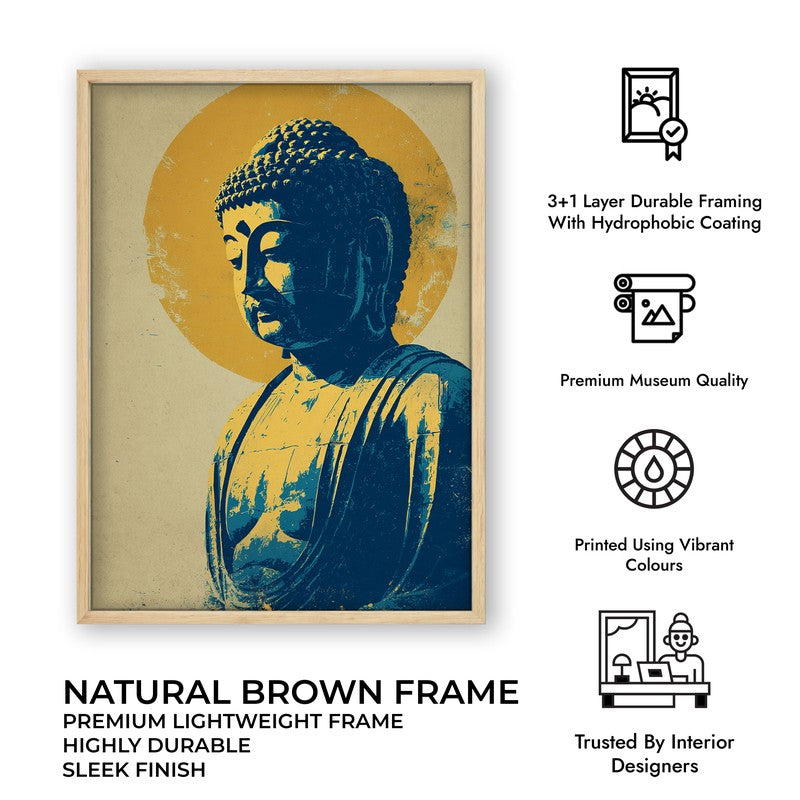 Peaceful Buddha In Meditative Calm III Archival Paper Wall Painting With Brown Frame media 9