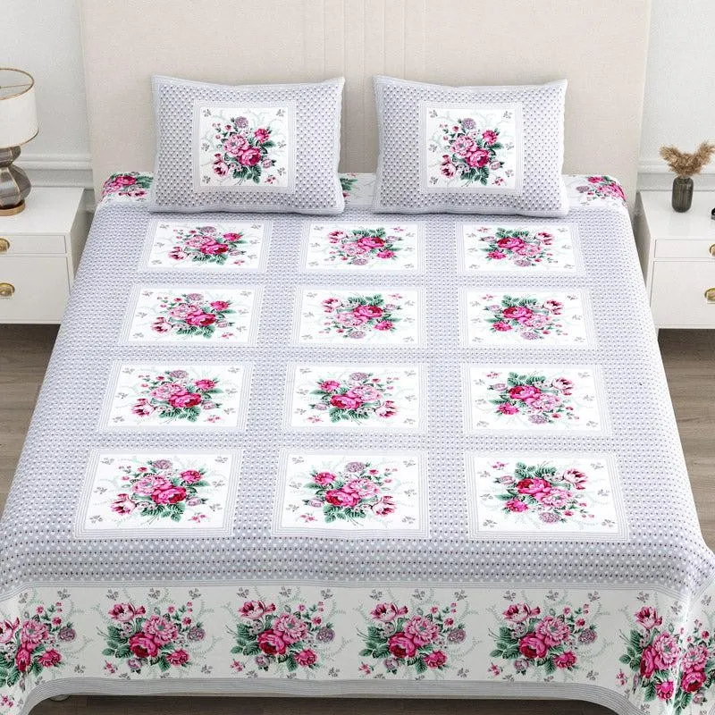 Neve Floral Cotton Bedsheet (Pink) - 180 TC media 3