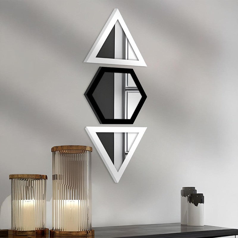 Facet Glow Wall Mirror (White,Black)- Set of Three media 5