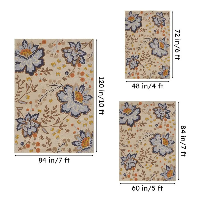 Haradrim Hand Tufted Floral Wool & Nylon Carpet - Blue media 15