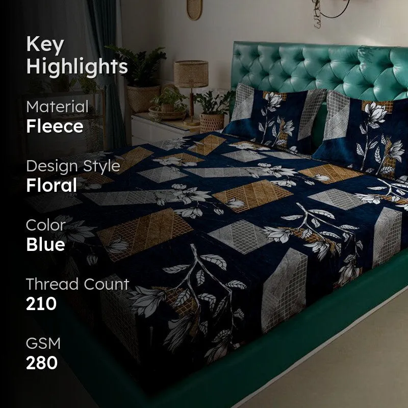 Mohaka Floral Fleece Bedsheet - 280 GSM media 2