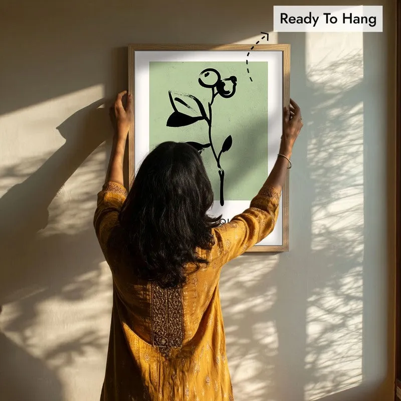 Floral Silhouette Canvas Wall Painting With Brown Frame media 8