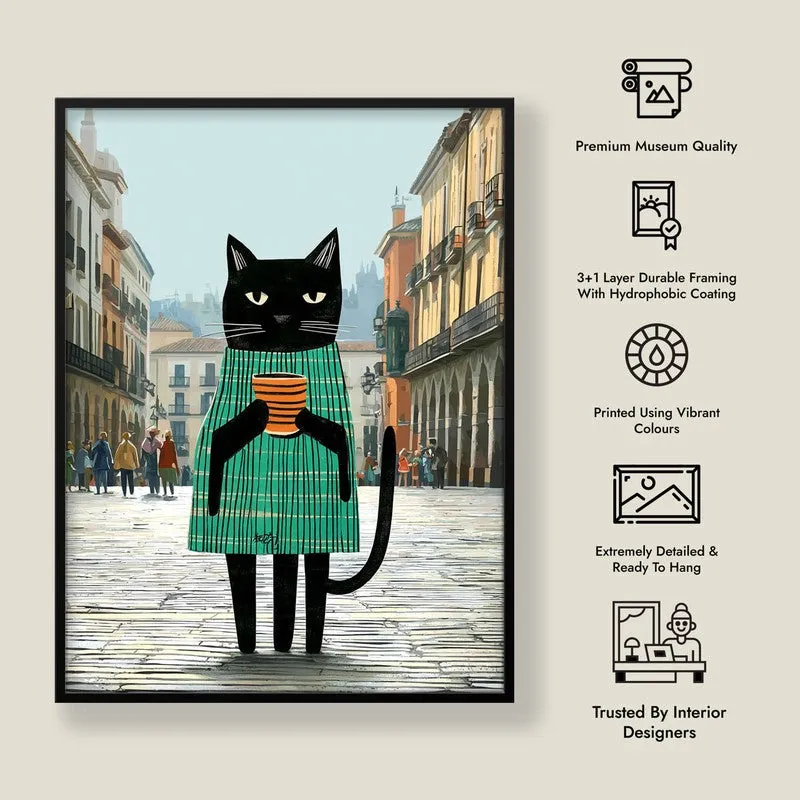 Voyage Cat Wall Painting With Frame media 9