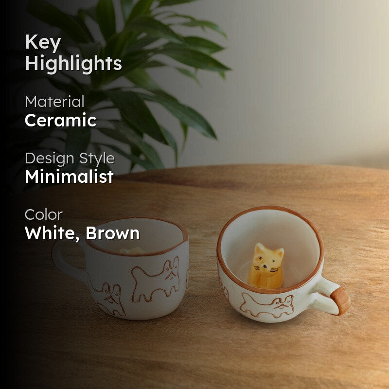 Cute Ceramic Tea Cup (240 mL Each) - Set Of Two media 2