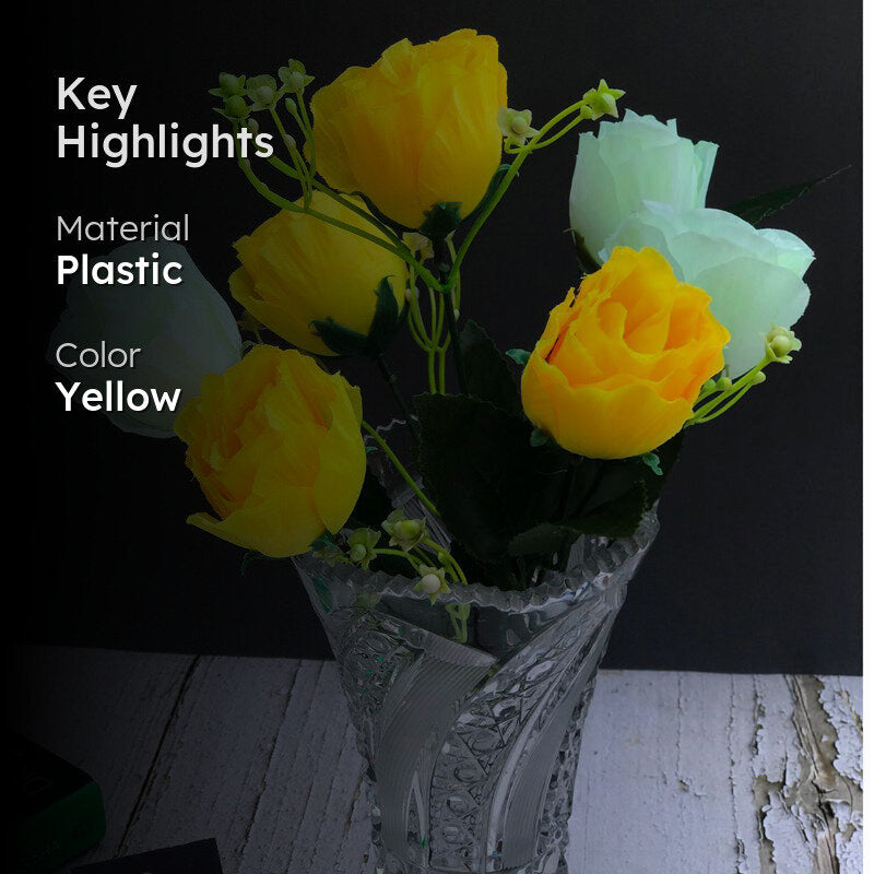 Fiora Artificial Rose (Yellow & White)  Set of Two media 2