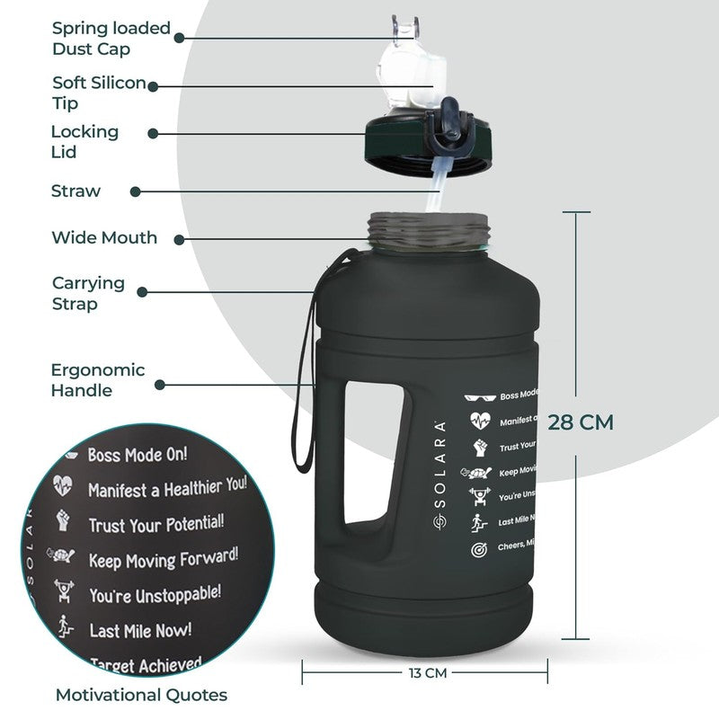 Solara Plaino Plastic Water Bottle (2200 mL) - Black media 9