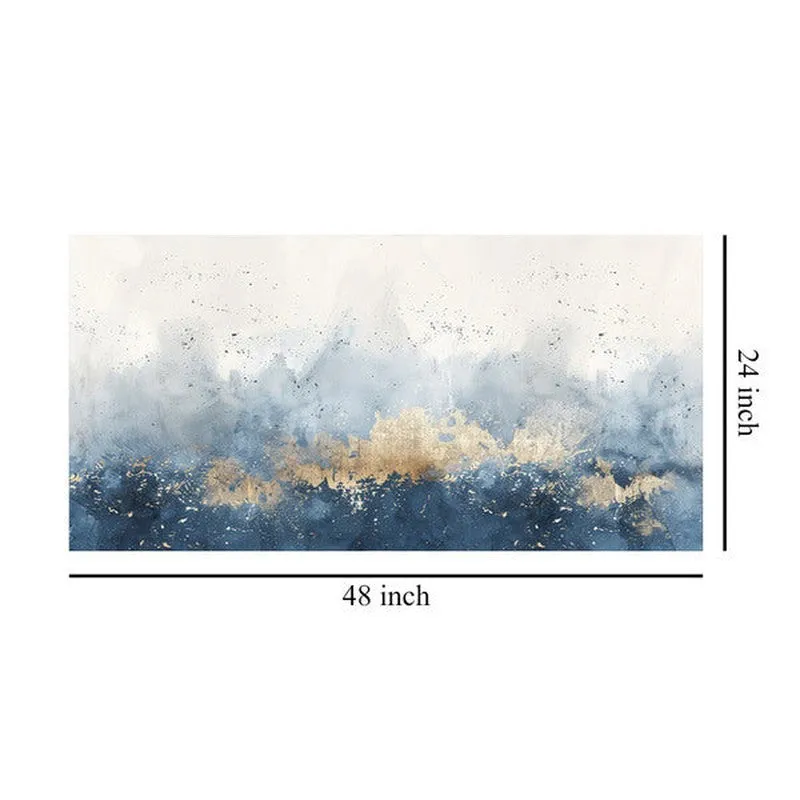 Oceanic Blue and Golden Abstract Poly Canvas Wall Painting media 8