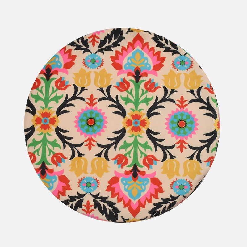 Avira Leaf Print Multicolor Engineered Wood Ottomans - Set Of Two media 6