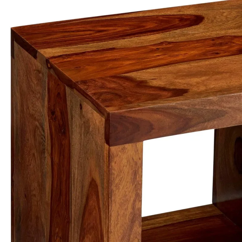 Qverox Sheesham Wooden Side & Bedside Table - Light Brown media 7