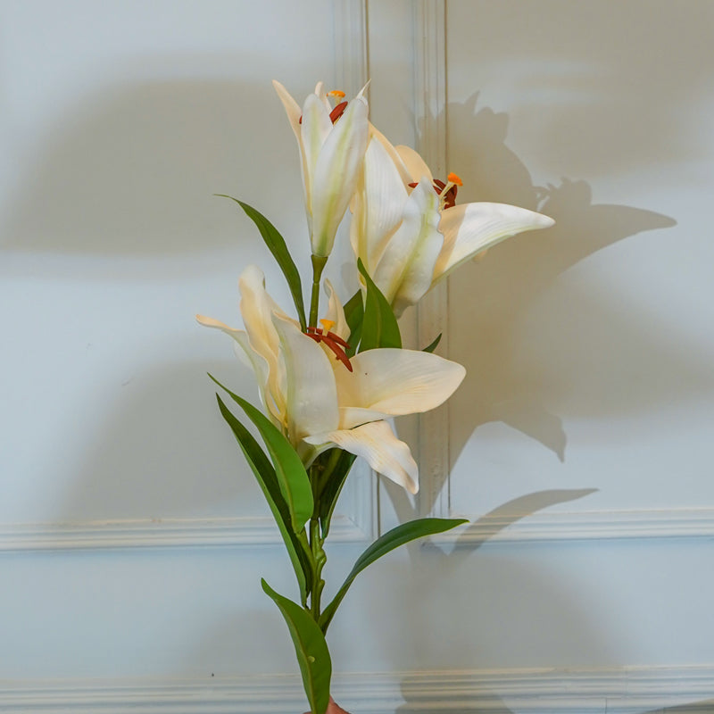 Faux Orienpet Lily Flower Stick (White) - 35 CM media 3