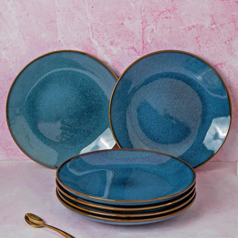 Tarangini Handmade Dinner Plate (Blue) - Set of Six media 1