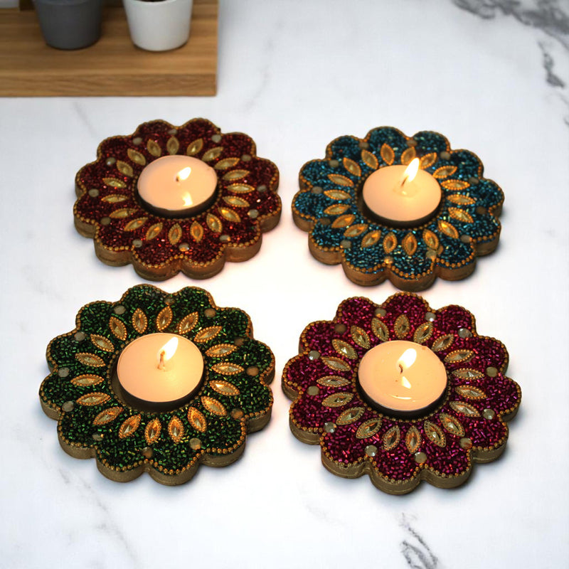 Roshna I Jewelled Tea Light Holder - Set Of Four