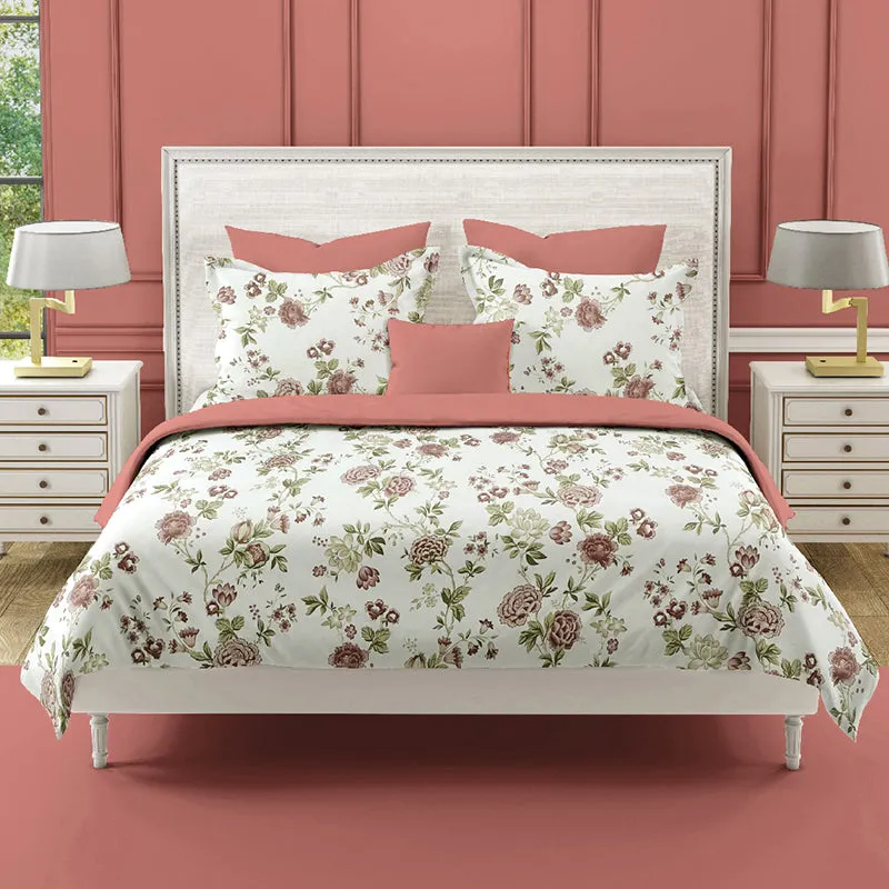 Swayam Orchidelle Floral Cotton Bedsheet (Peach) - 250 TC media 3