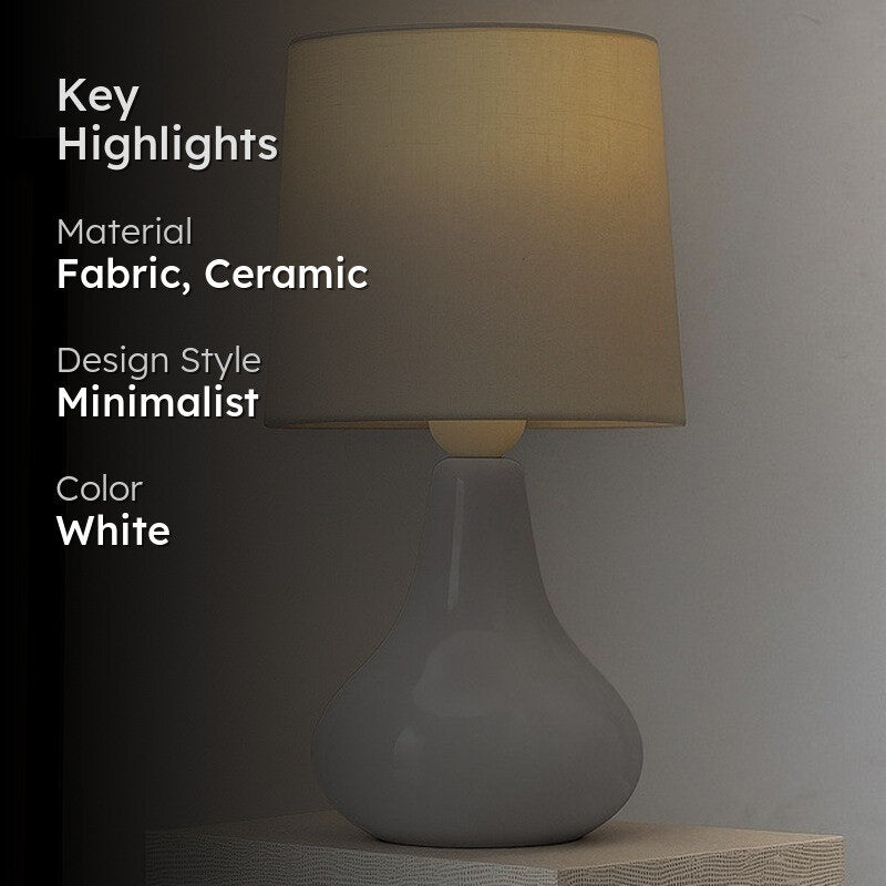 Perses Ceramic Fabric Table Lamp - White media 2
