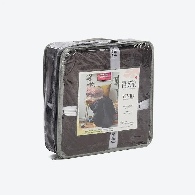 Monte Carlo Luxora Solid Polyester Blanket (Dark Brown) - 300 GSM media 7