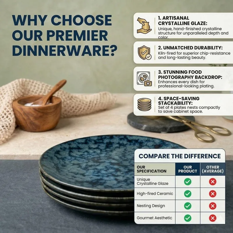 Ceramic Dinner Plates (Grey) - Set of Four media 8