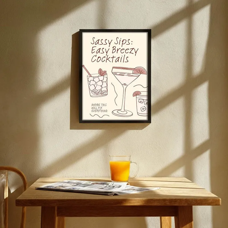 Sassy Sips Archival Canvas Wall Art - Black media 1