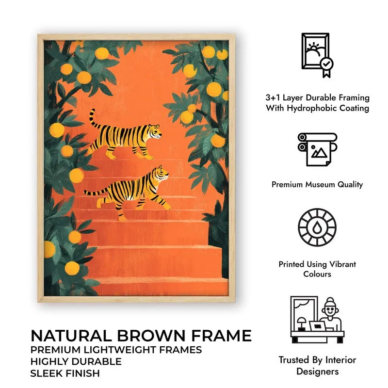 Tigris Canvas Wall Painting With Brown Frame media 10