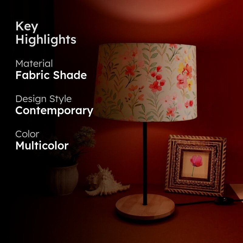 Mero Flora Handpainted Fabric Table Lamp - Multicolor media 2