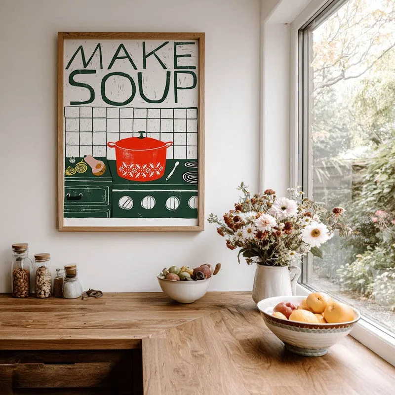 Make Soup Archival Canvas Wall Art - Brown media 7
