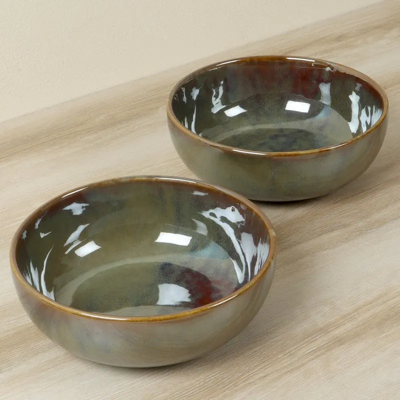 Aurelle Table Serving Bowl (Olive Green,700 mL Each) - Set Of Two media 4